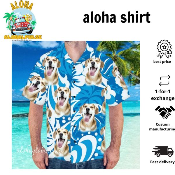 Custom Photo Dog Face Pulse Hawaiian Shirt Personalized Pulse Hawaiian Shirt Summer Beach Pulse Hawaiian Shirt