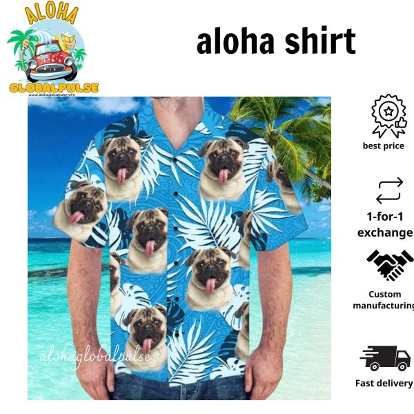 Custom Photo Dog Face Pulse Hawaiian Shirt Personalized Pulse Hawaiian Shirt Summer Beach Pulse Hawaiian Shirt