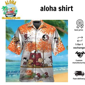 Florida State Seminoles Snoopy Autumn Short Sleeve Button Up Tropical Hawaiian Shirt