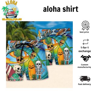 Surfing Funny Skeleton Never Underestimate An Old Guy On A Surfboard Surfing Lovers Pulse Aloha Hawaiian Beach Shorts