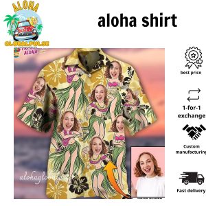 Woman Face Custom Photo Aloha Tropical Hawaiian Shirt