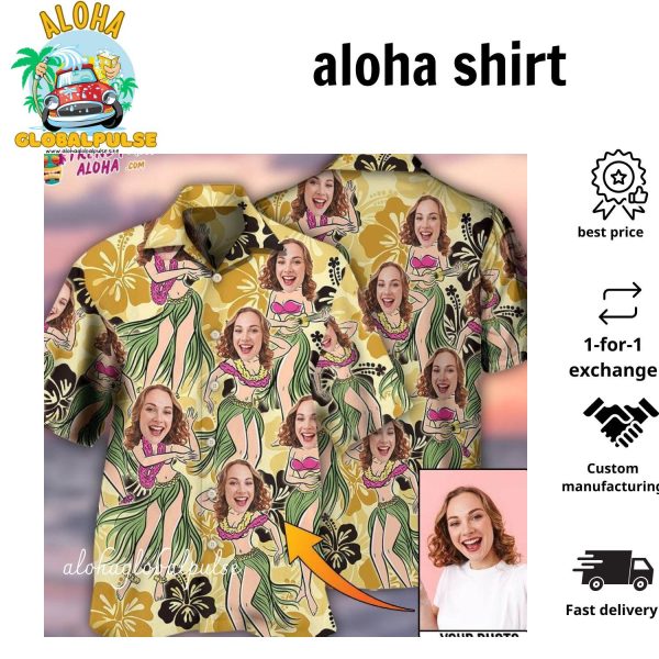 Woman Face Custom Photo Aloha Tropical Hawaiian Shirt